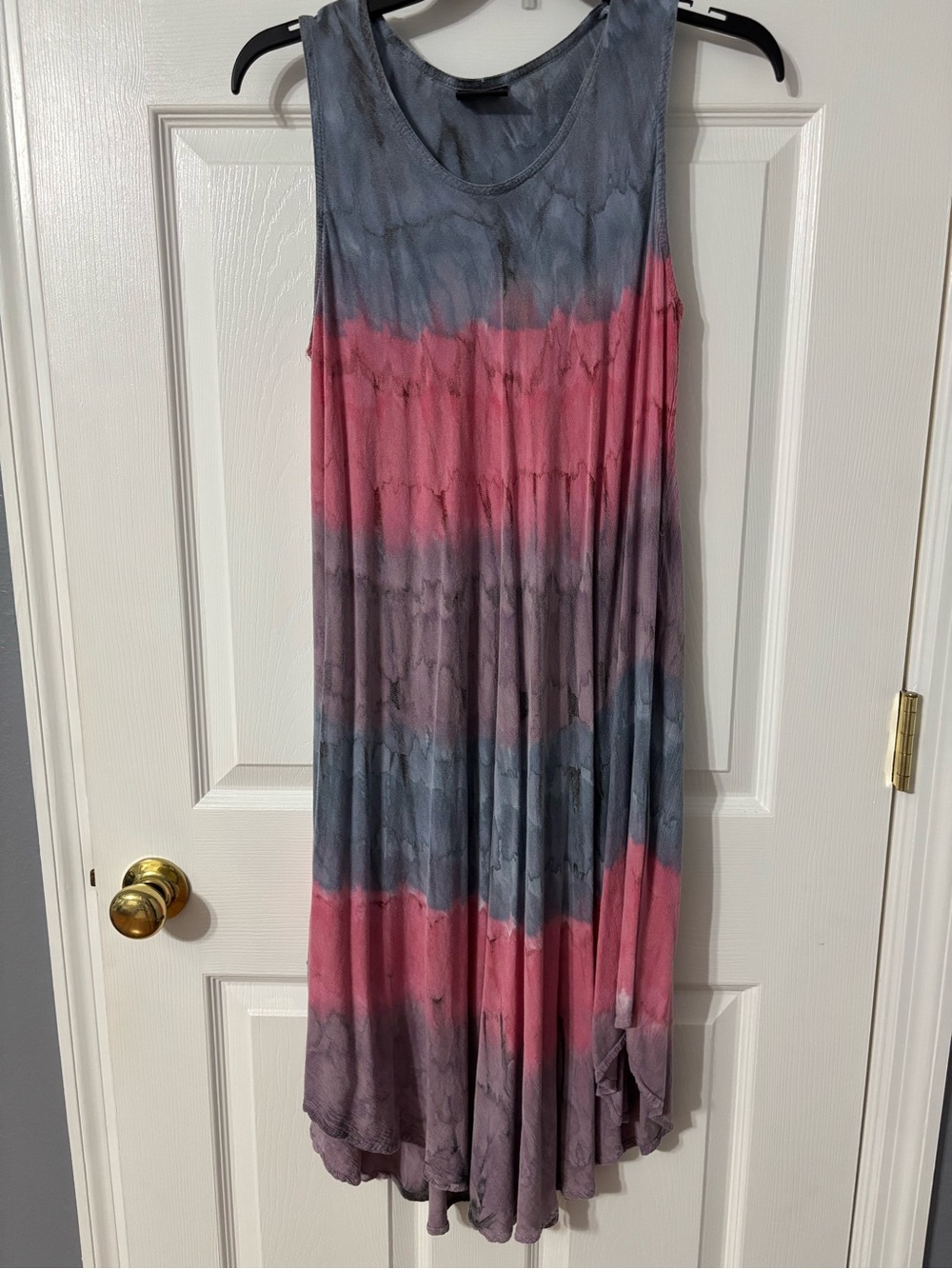 Sleeveless Tie-Dye Maxi Dress in Pink and Slate Blue